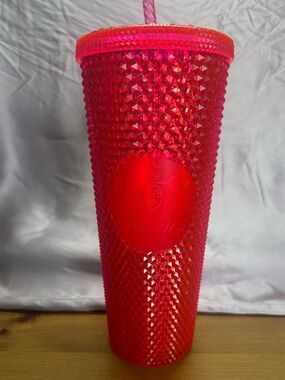 Starbucks Hot Pink Studded  24oz Tumbler with Straw